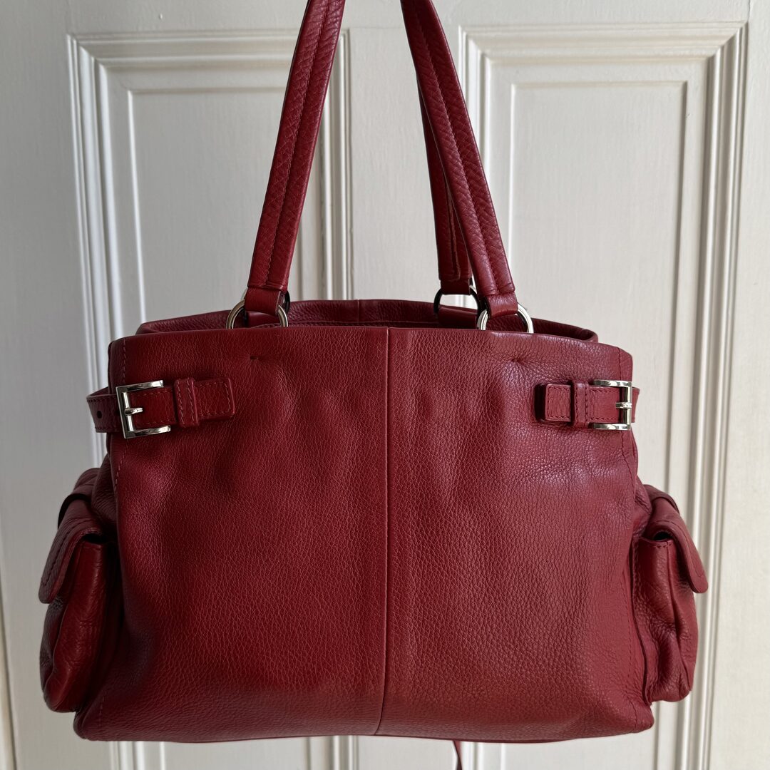 Prada Vitello Daino Leather Red Tote Bag