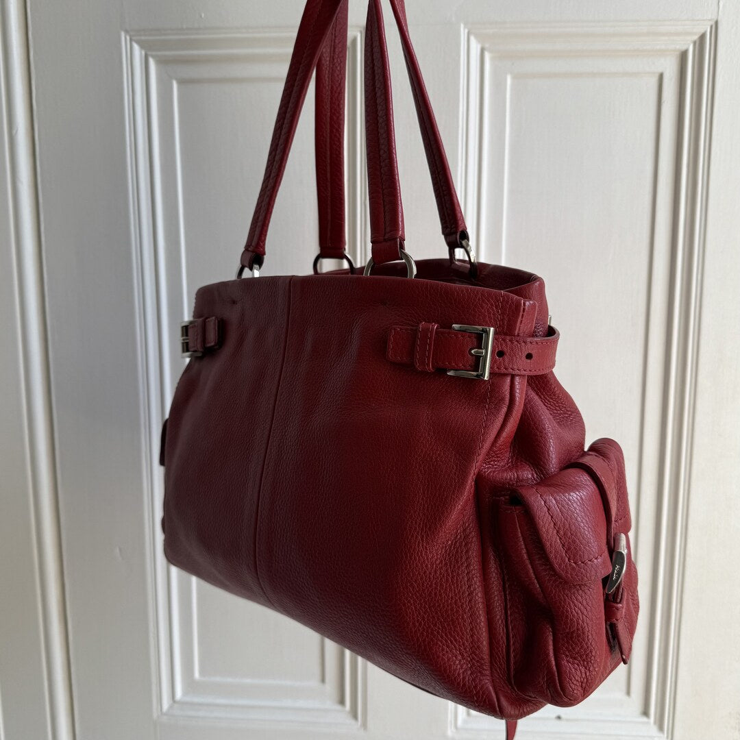 Prada Vitello Daino Leather Red Tote Bag