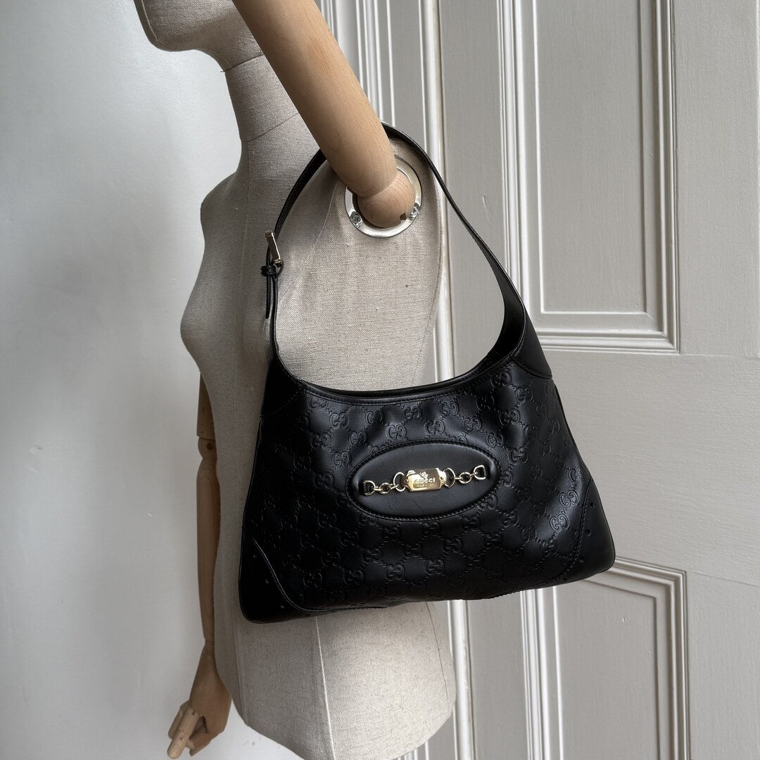 Gucci Guccissima Jackie Hobo Black Shoulder Bag