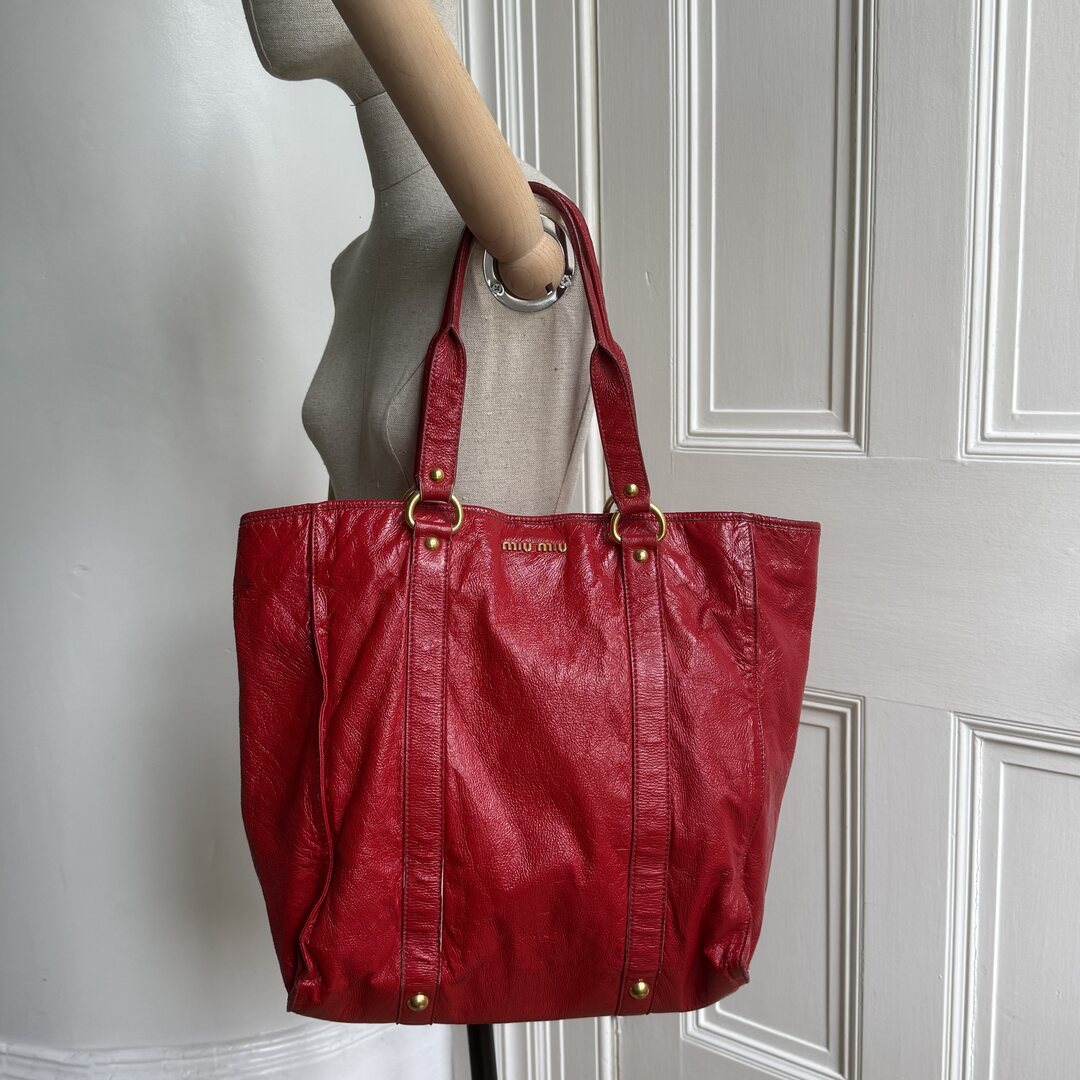 Miu Miu Leather Red Tote Bag