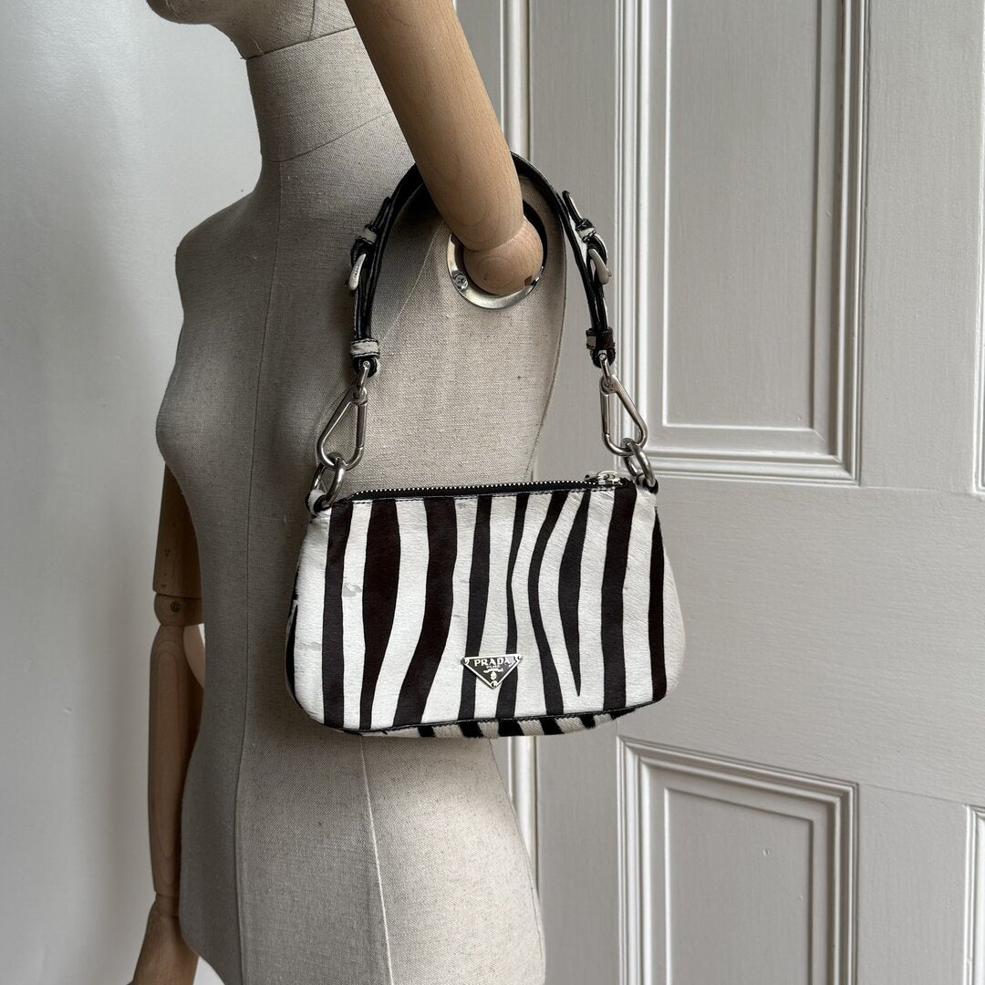 Rare Prada Zebra Pony Hair Shoulder Bag