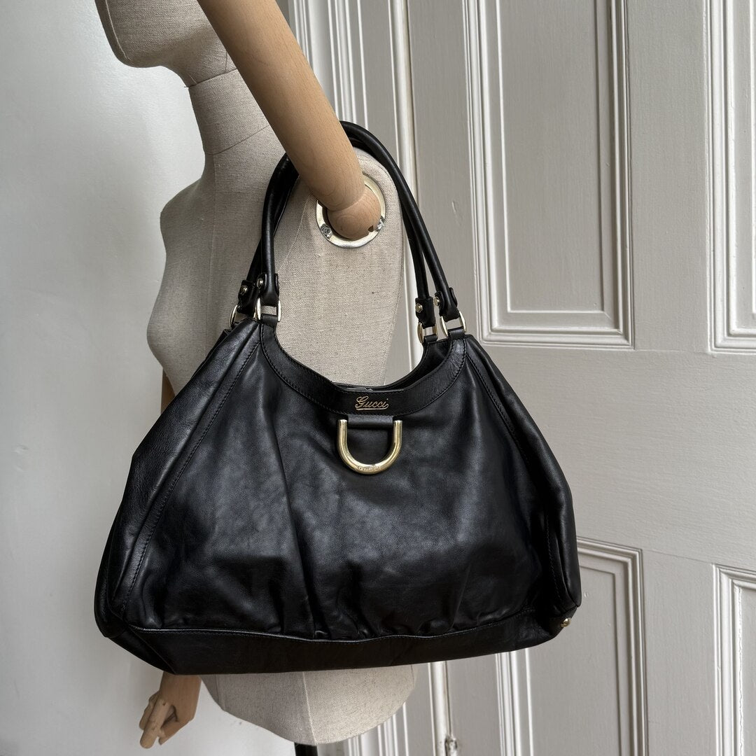 Gucci Abbey Black Leather Tote Bag