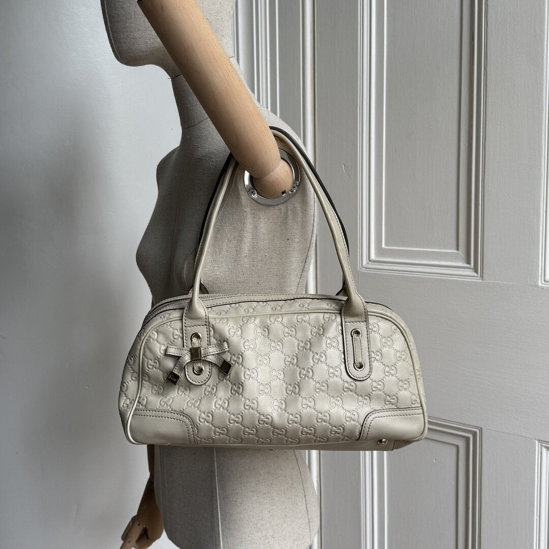 Gucci Guccissima Princy Leather Cream Shoulder Bag