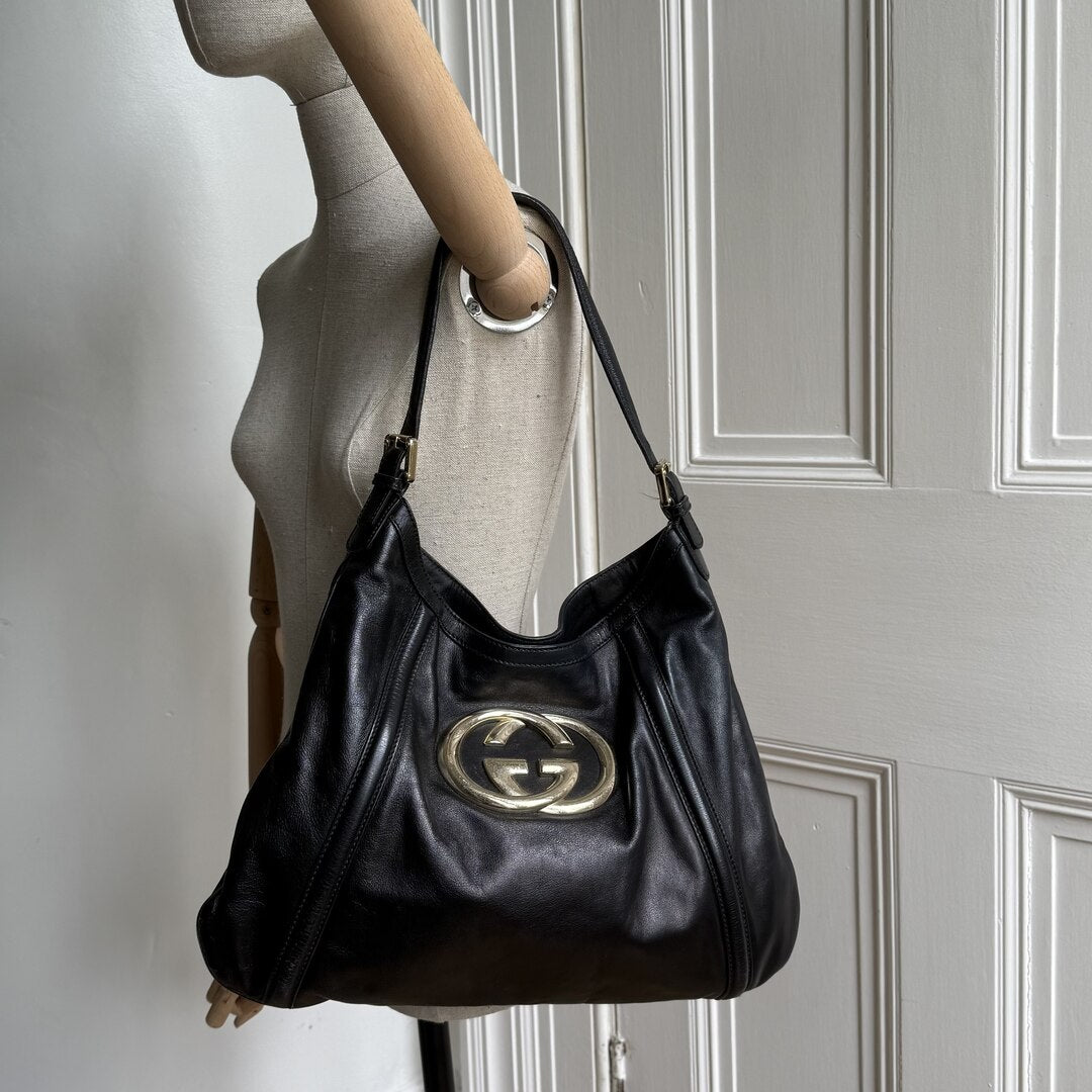 Gucci Britt Hobo Leather Black Shoulder Bag