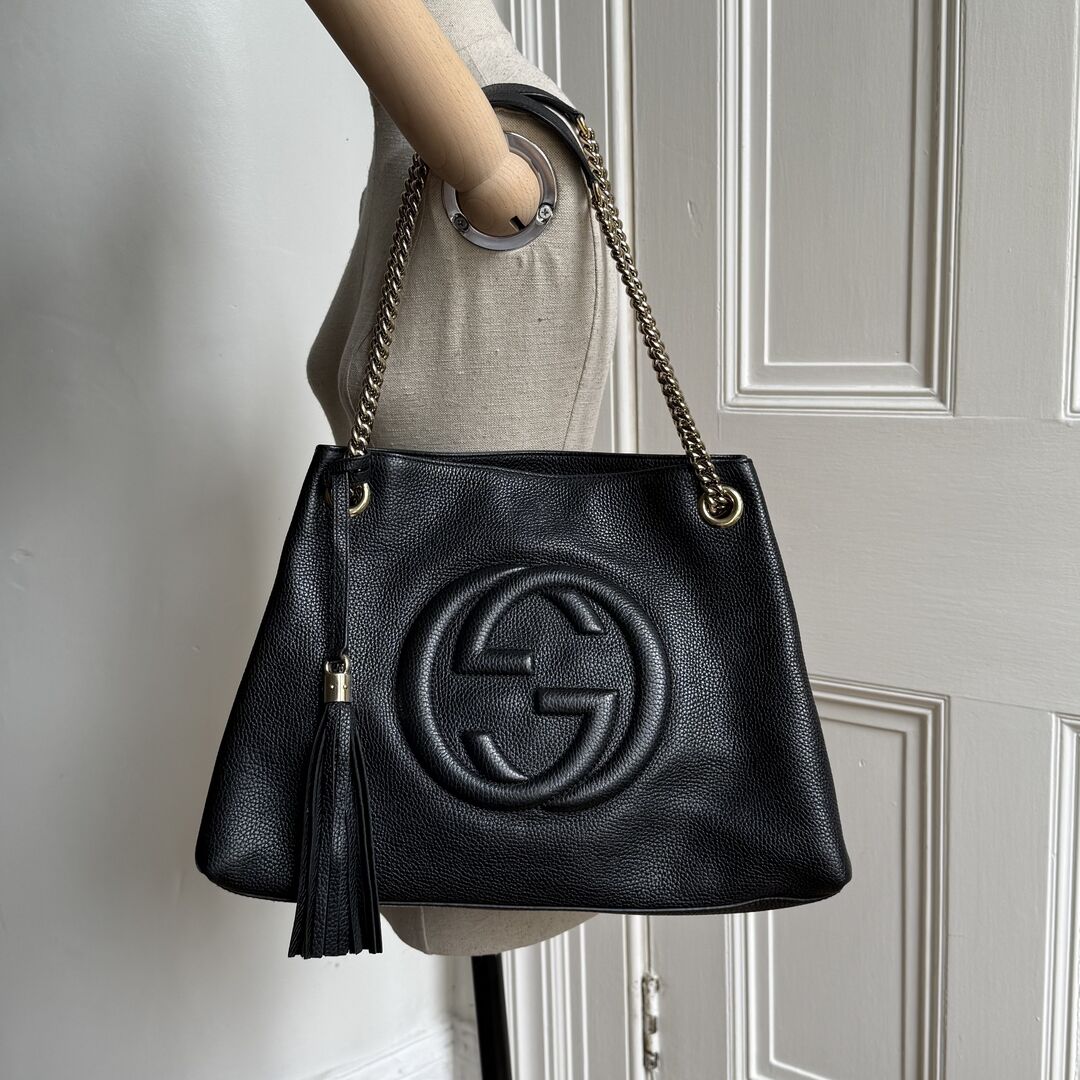 Gucci Soho Chain Leather Black Tote Bag