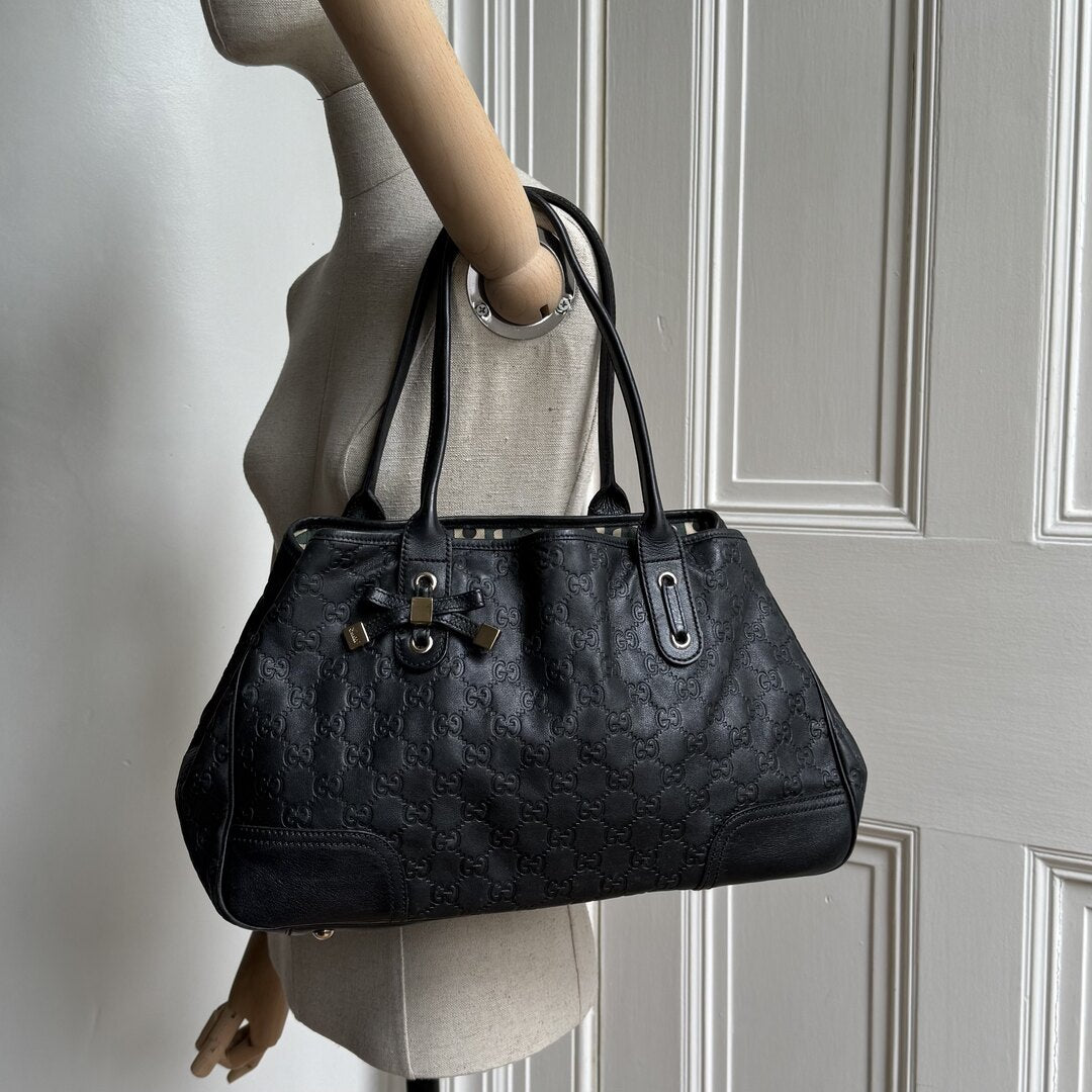 Gucci Guccissima Princy Black Leather Tote Bag