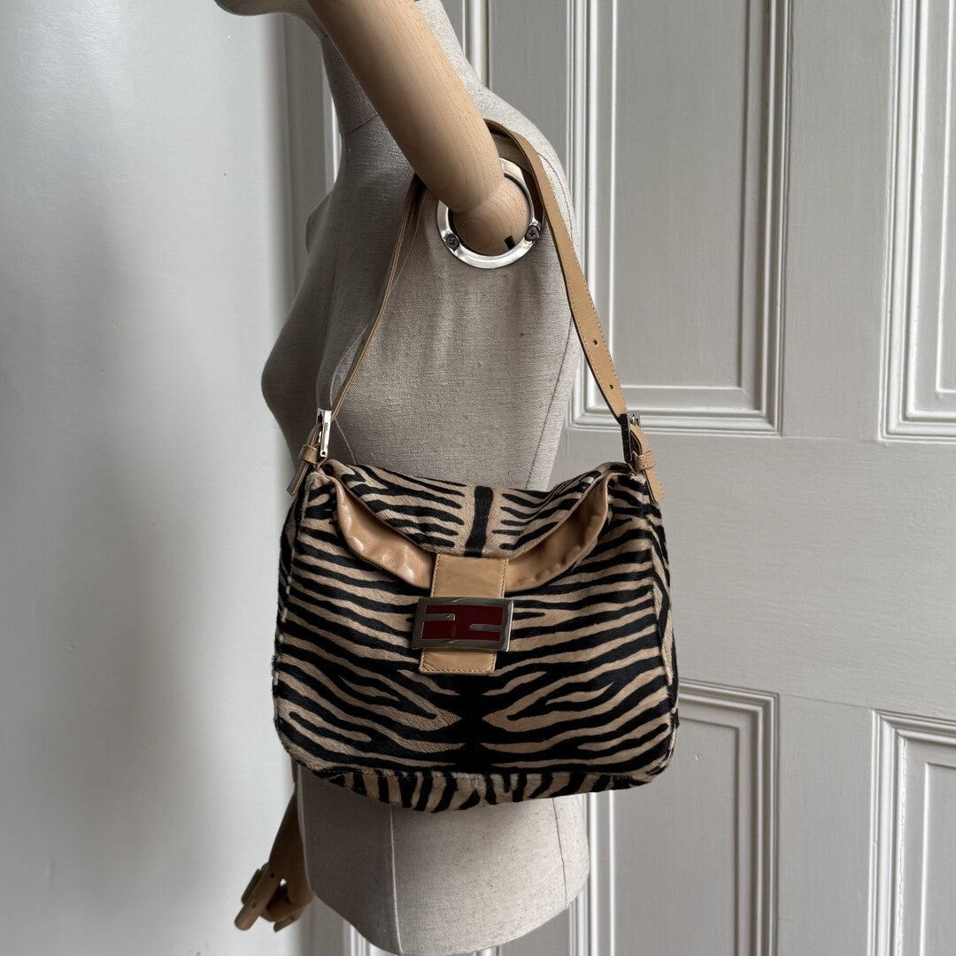 Fendi Mamma Zebra Pony Hair Shoulder Bag
