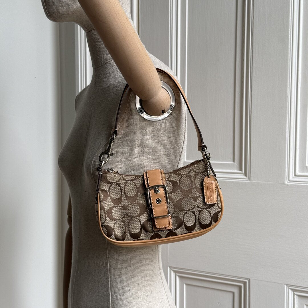 Coach Signature Mini Buckle Tan Shoulder Bag