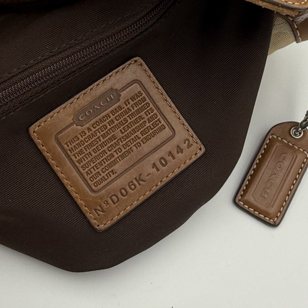 Coach Signature Suede Brown Shoulder Bag