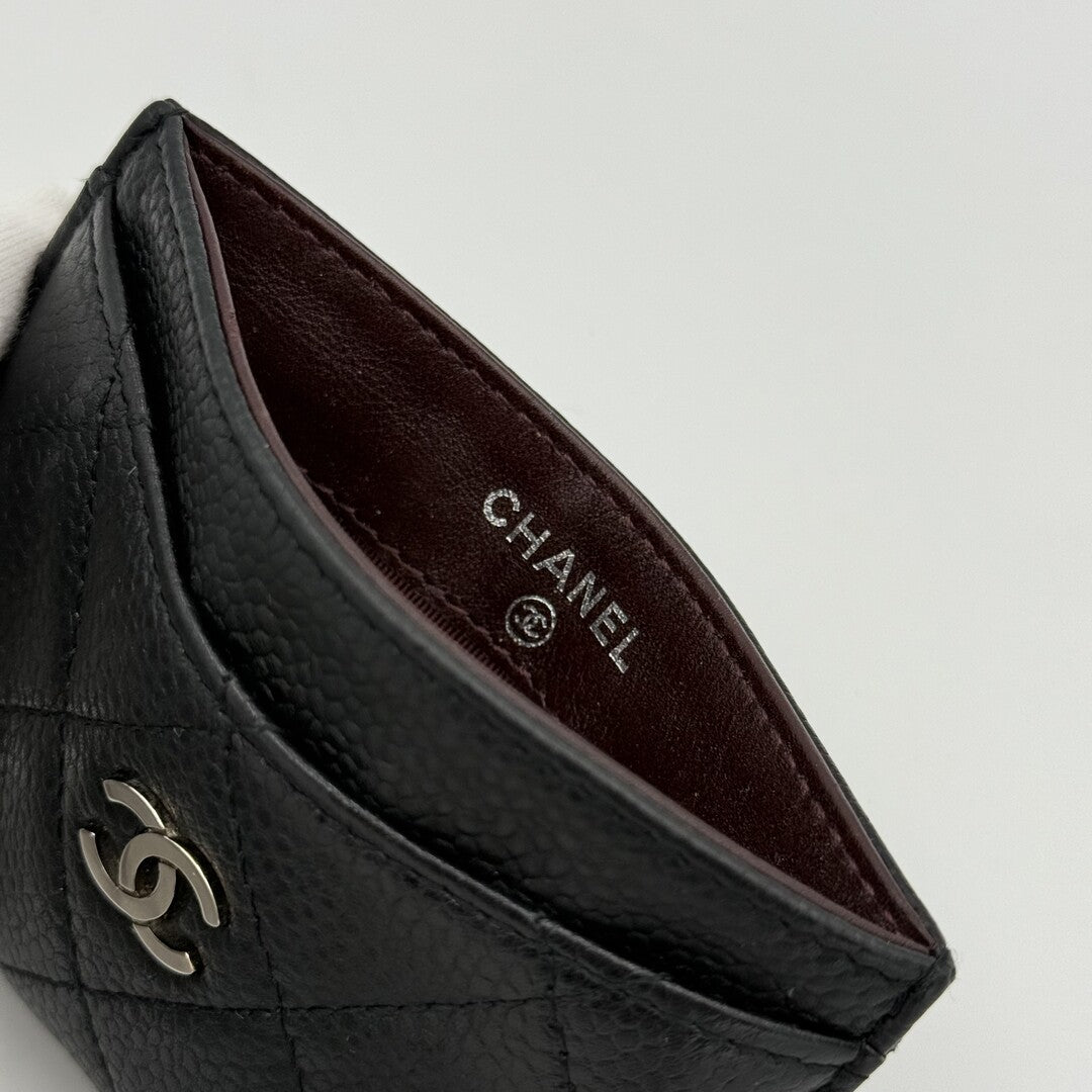 2012 Chanel CC Black Leather Card Case Wallet