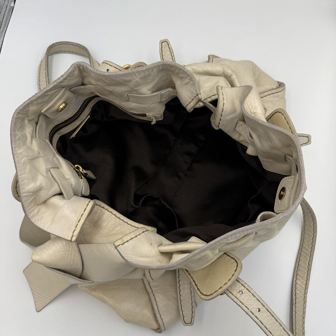 Miu Miu Vitello Leather White Tote Bag