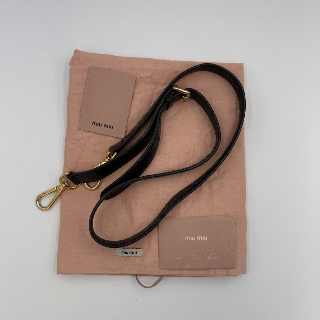 Miu Miu Vitello Shine Black Leather Handbag
