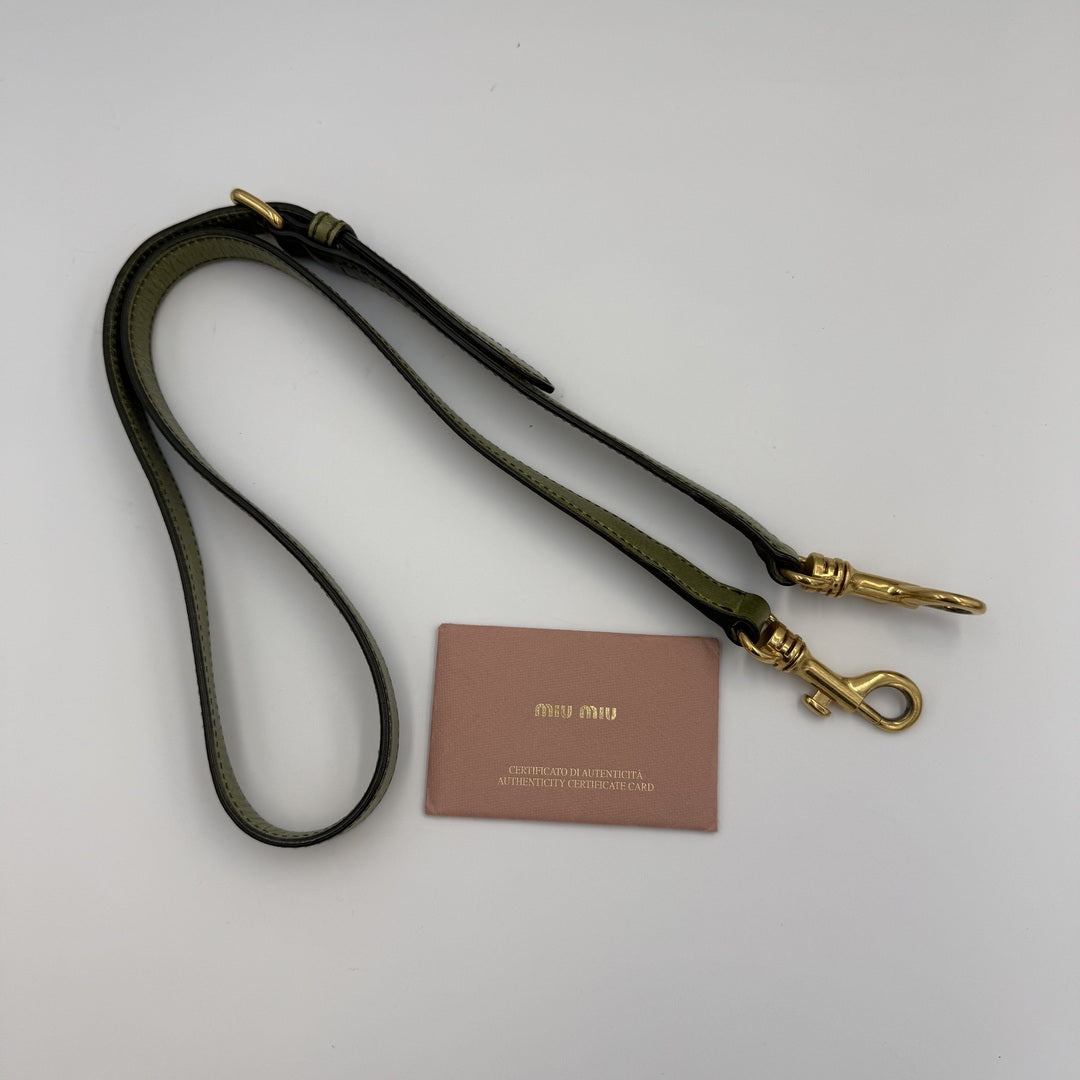 Miu Miu Vitello Shine Green Leather Handbag