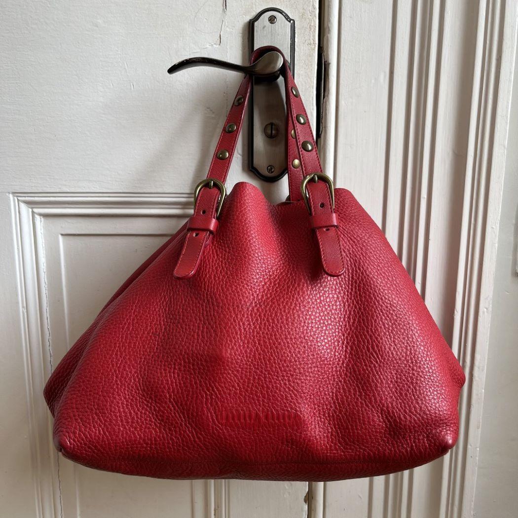 90s Miu Miu Red Leather Handbag - Jenny Hayley