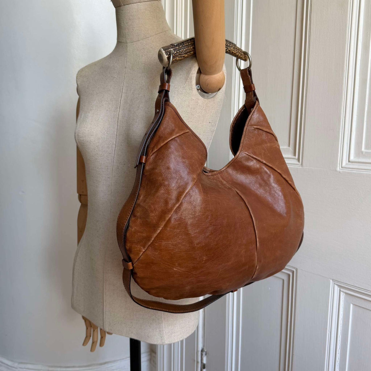2000s YSL Mombasa Leather Brown Large Shoulder Bag