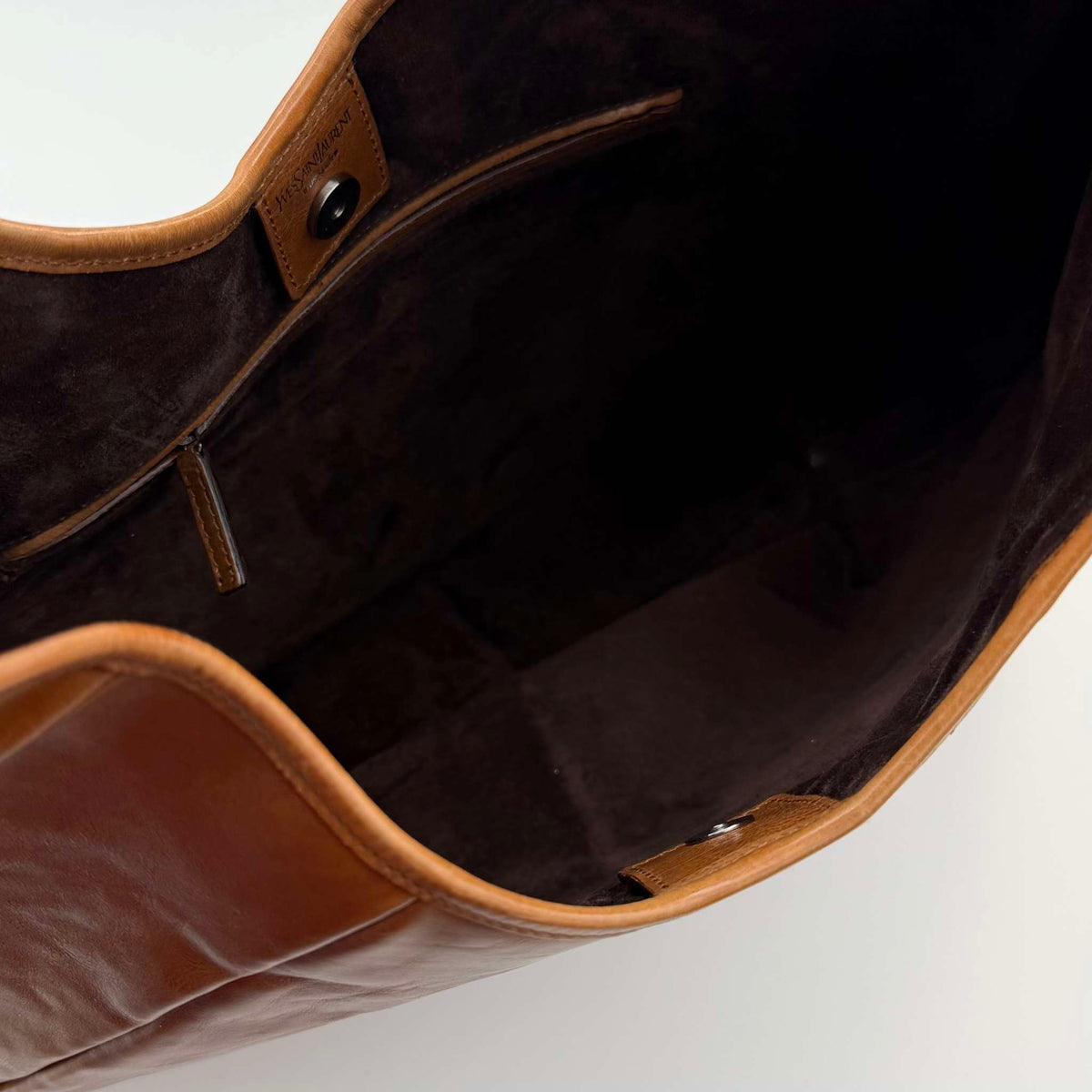 2000s YSL Mombasa Leather Brown Large Shoulder Bag