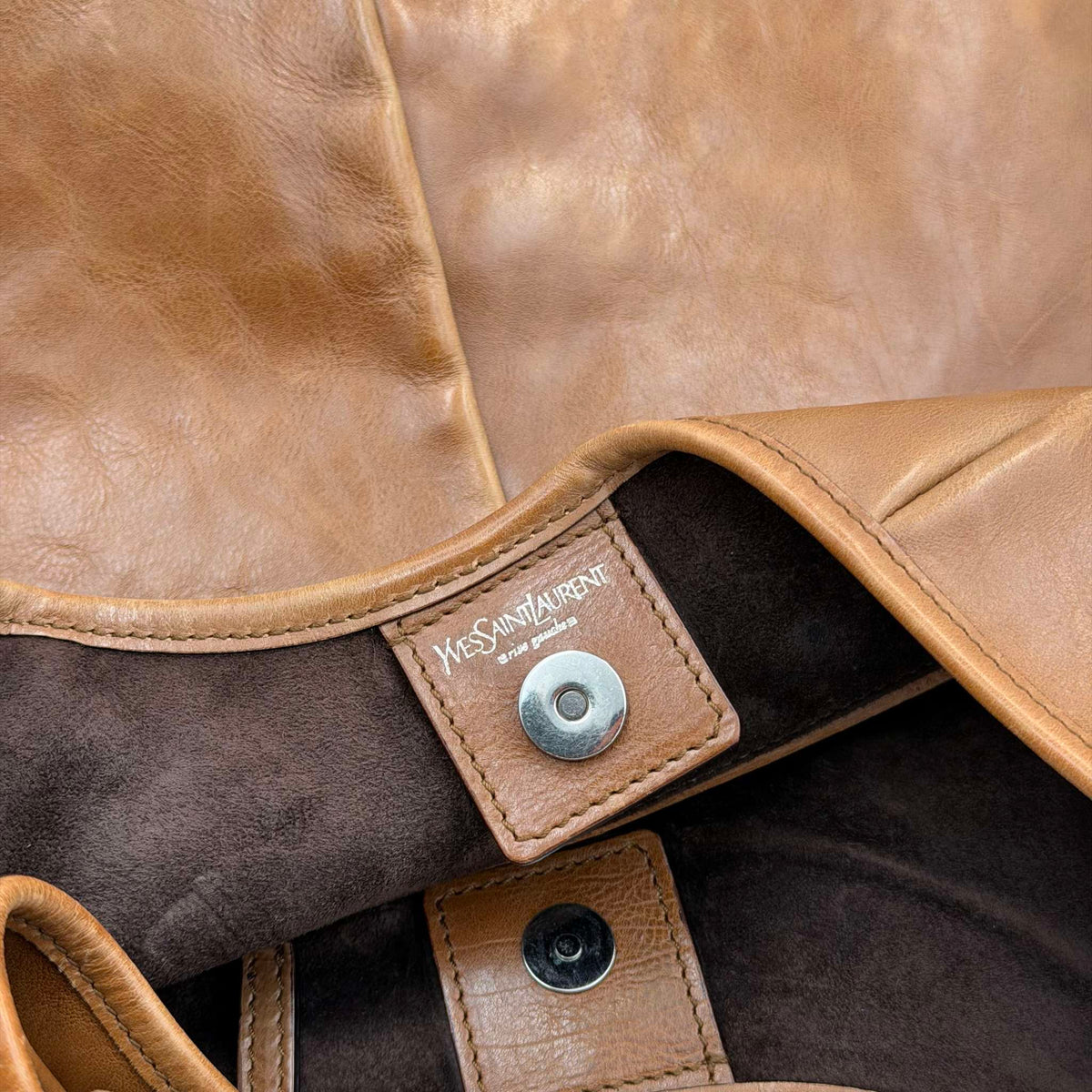 2000s YSL Mombasa Leather Brown Large Shoulder Bag