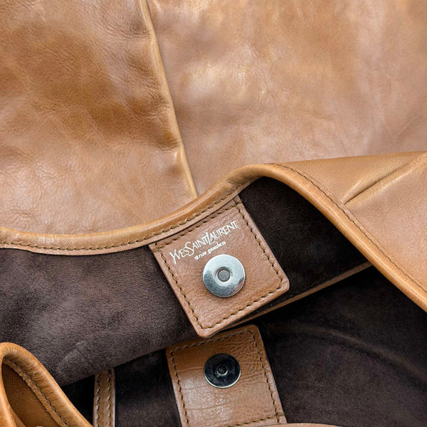 2000s YSL Mombasa Leather Brown Large Shoulder Bag