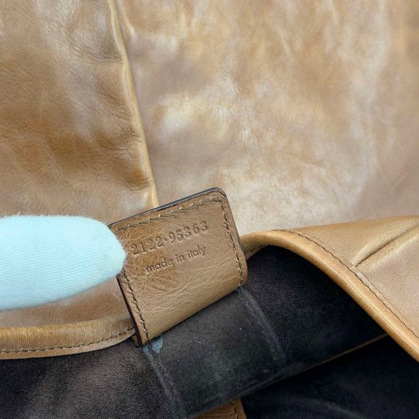 2000s YSL Mombasa Leather Brown Large Shoulder Bag