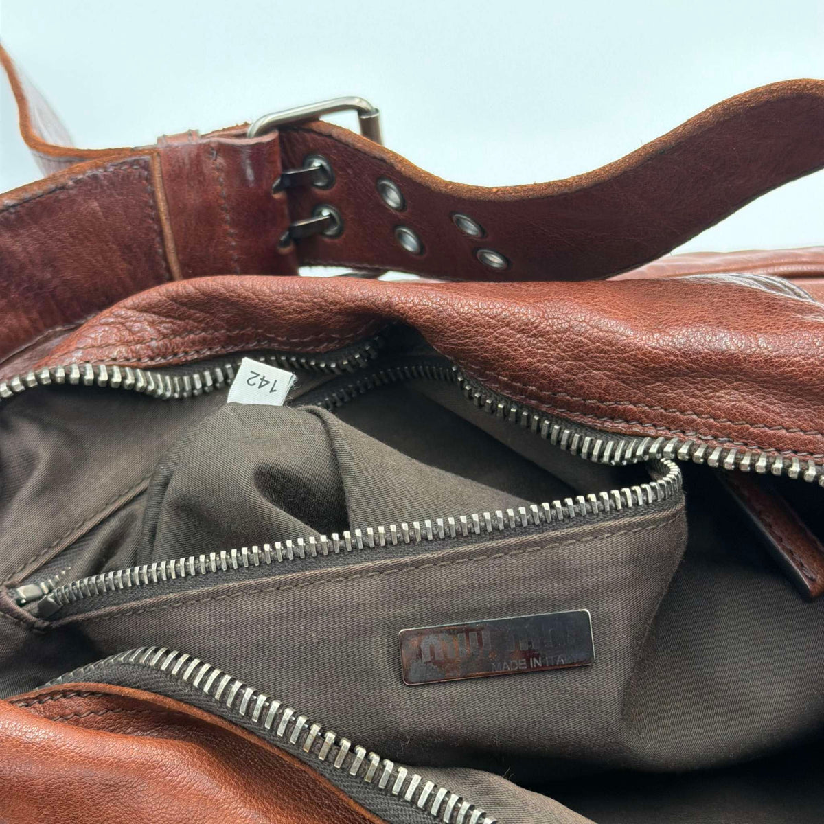 Archive Miu Miu Leather Flower Brown Shoulder Bag