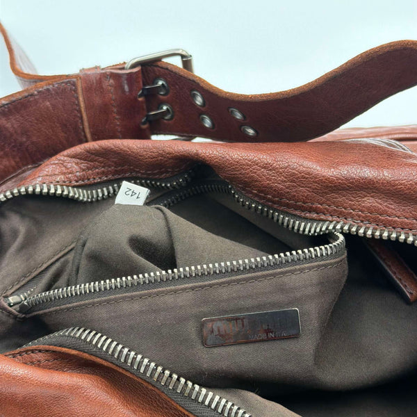 Archive Miu Miu Leather Flower Brown Shoulder Bag