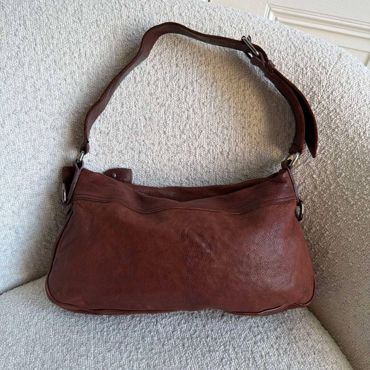 Archive Miu Miu Leather Flower Brown Shoulder Bag