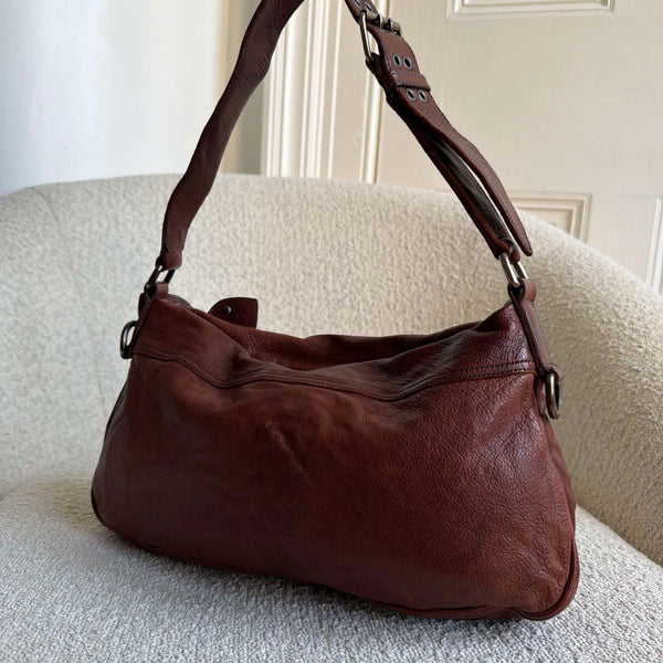 Archive Miu Miu Leather Flower Brown Shoulder Bag