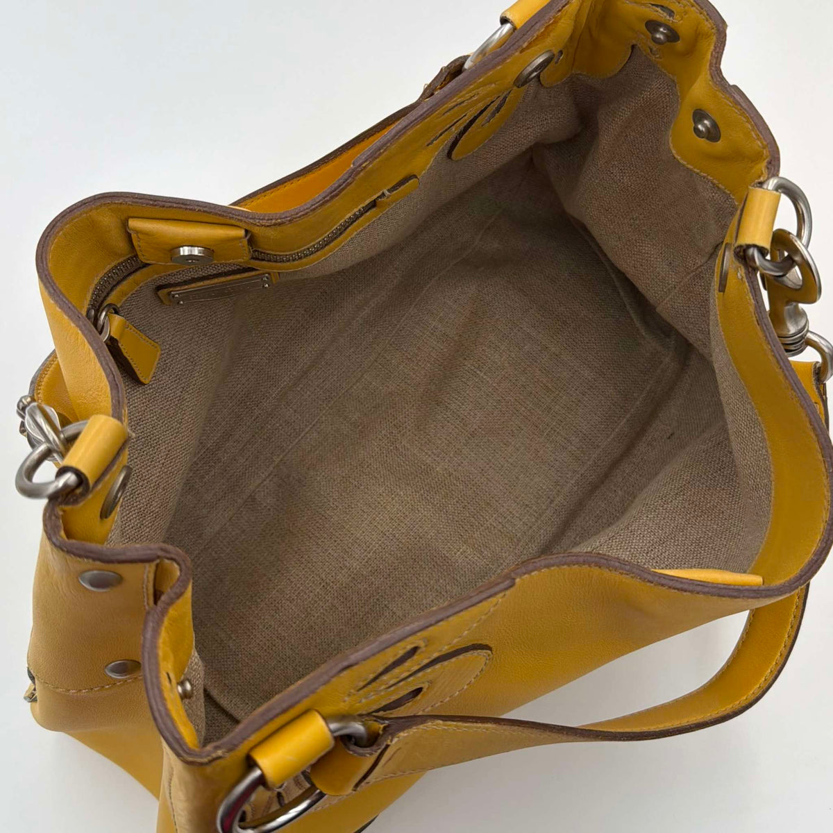 RARE Miu Miu Flower Hobo Leather Yellow Shoulder Bag