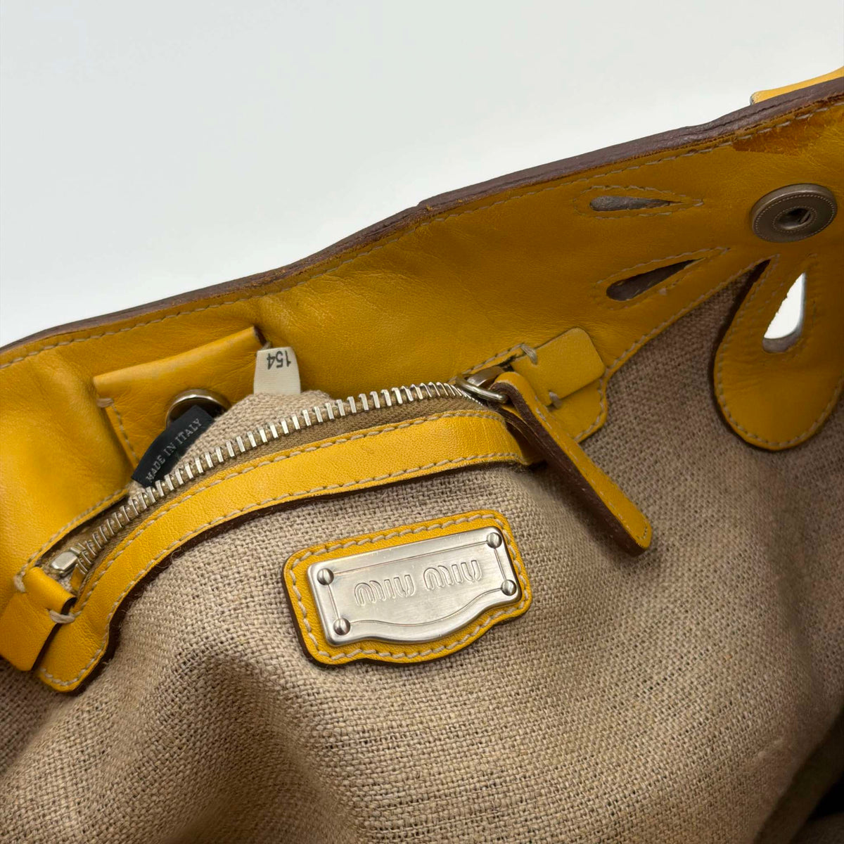 RARE Miu Miu Flower Hobo Leather Yellow Shoulder Bag