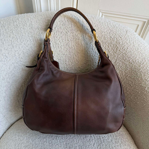 Prada Vitello Daino Brown Leather Shoulder Bag