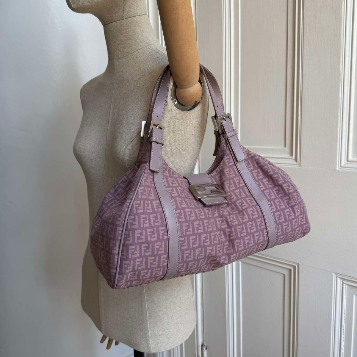 Fendi Zucchino Canvas Pink Tote Bag
