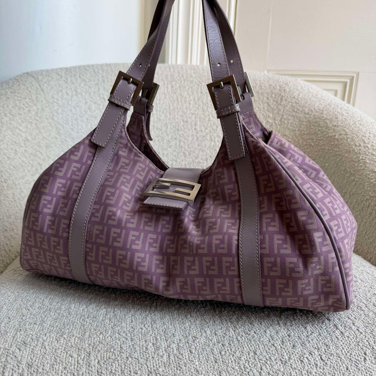 Fendi Zucchino Canvas Pink Tote Bag