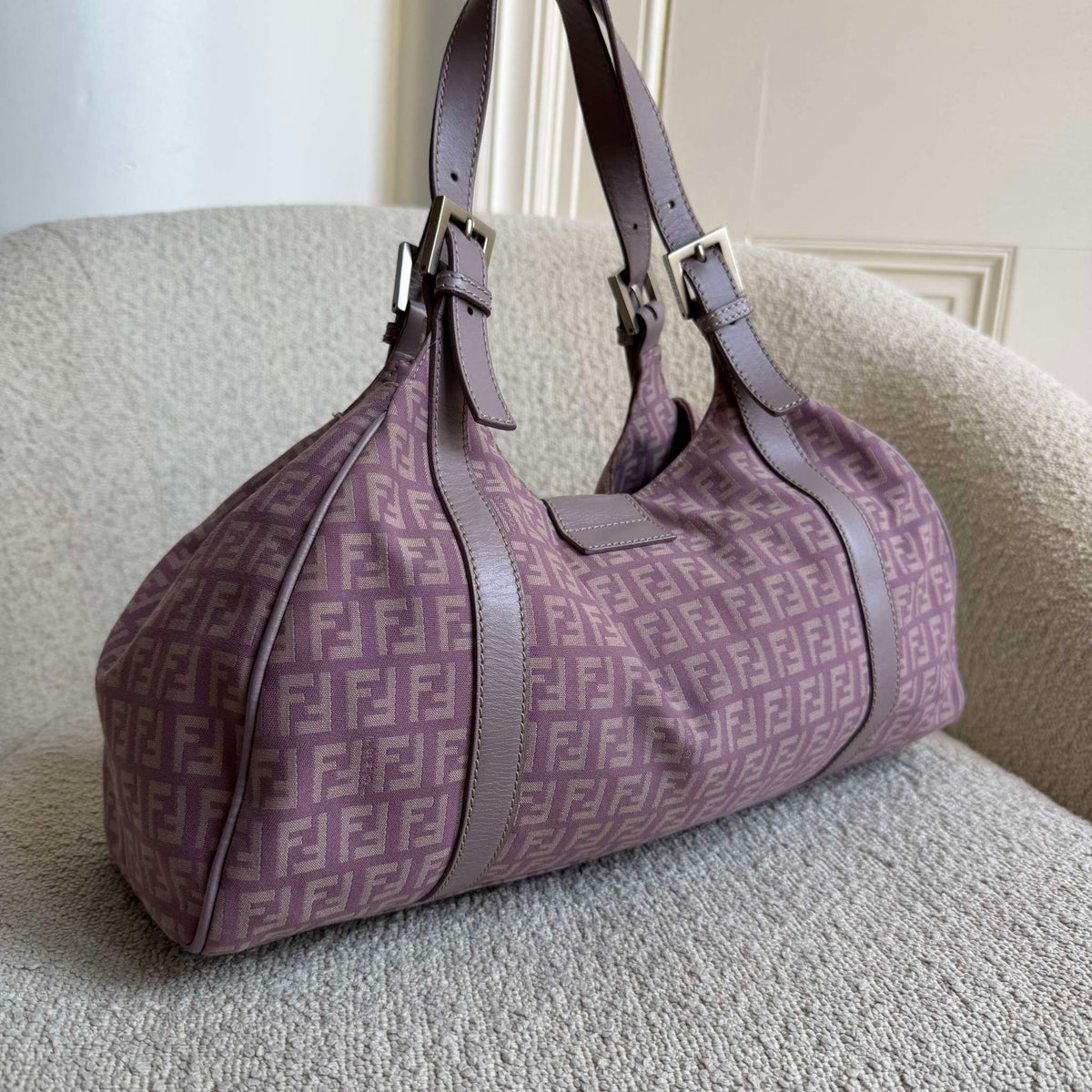 Fendi Zucchino Canvas Pink Tote Bag