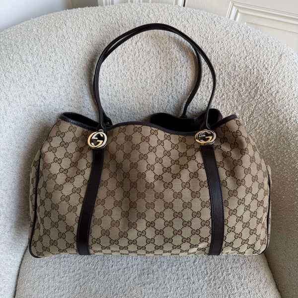 Gucci GG Canvas GG Twins Black Tote Bag
