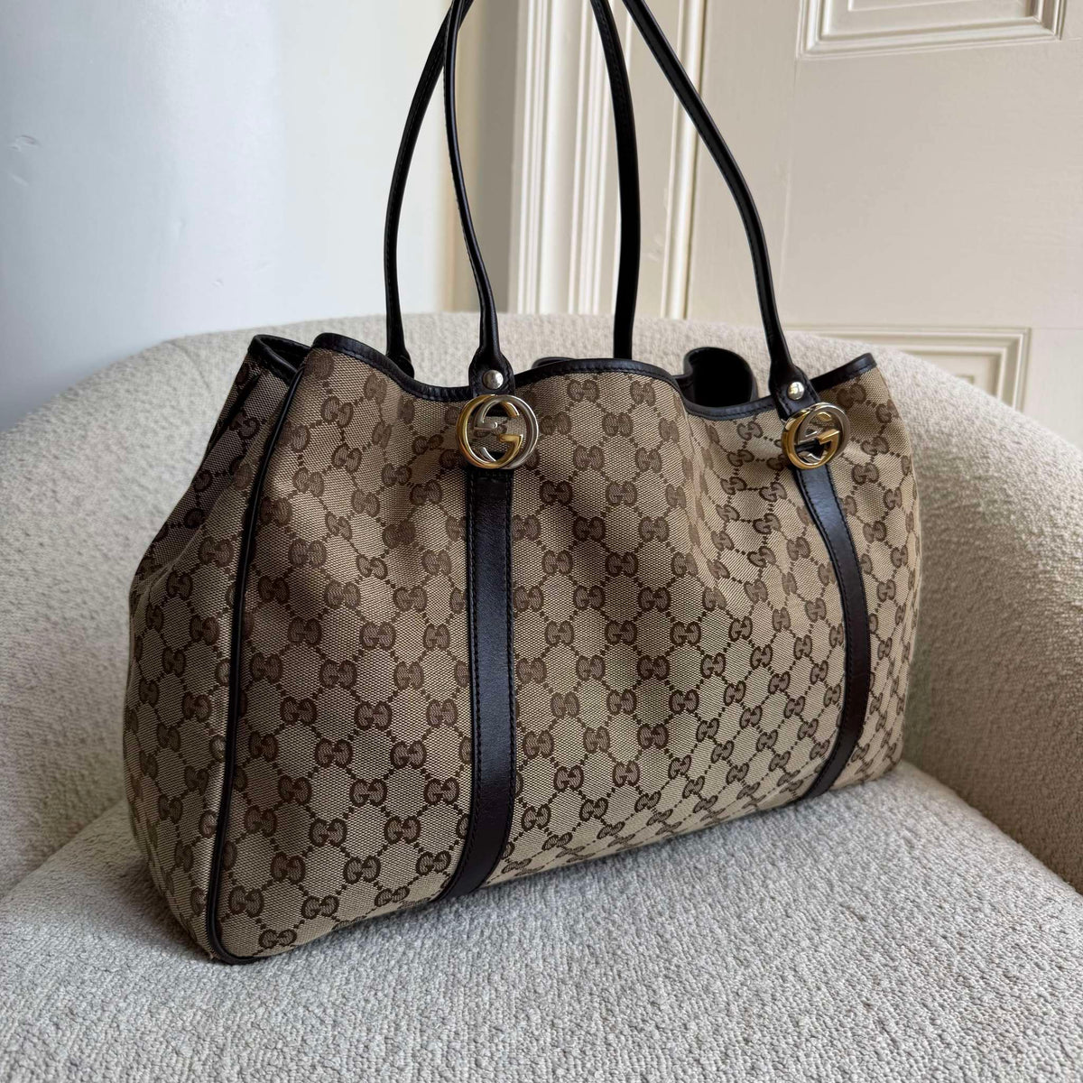 Gucci GG Canvas GG Twins Black Tote Bag