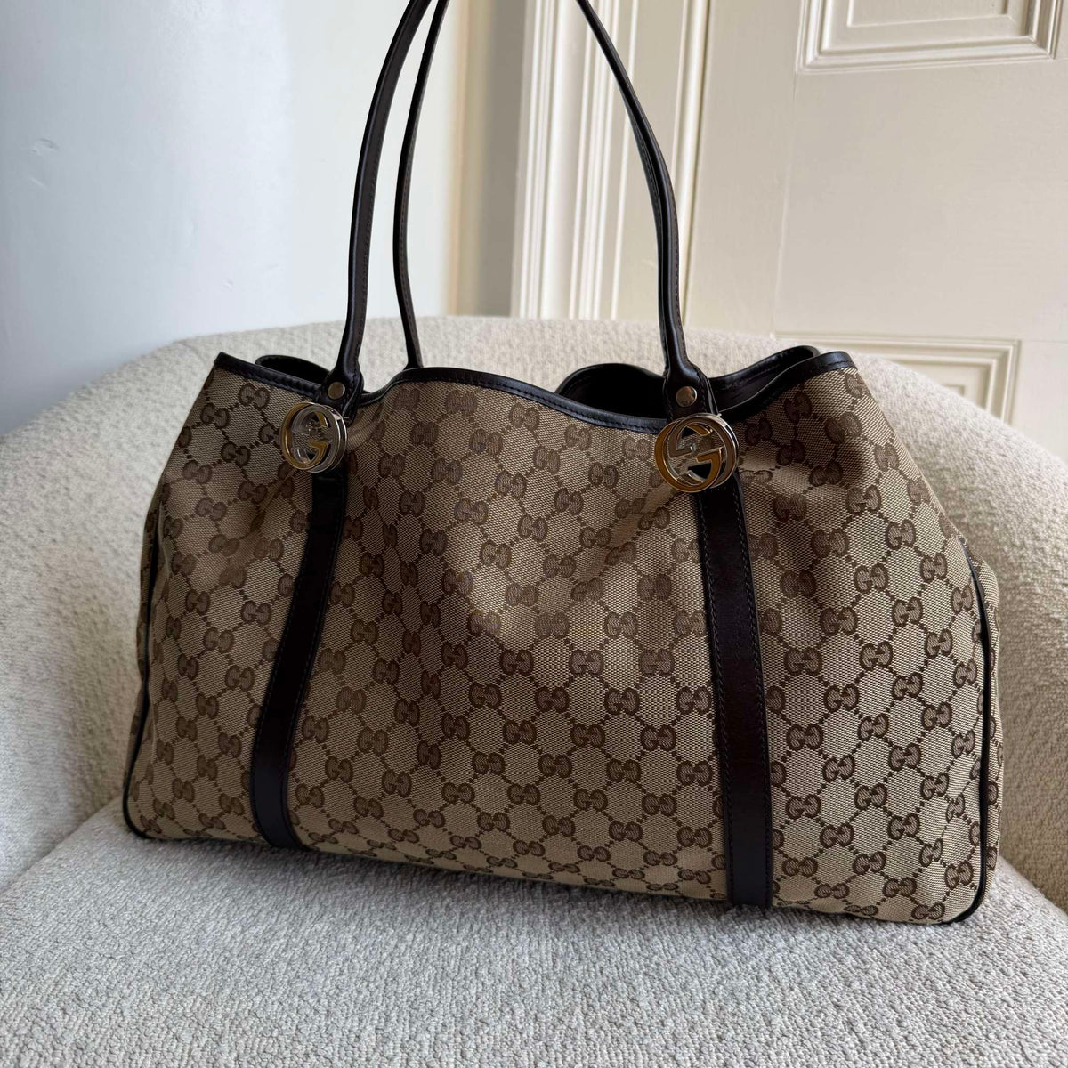 Gucci GG Canvas GG Twins Black Tote Bag
