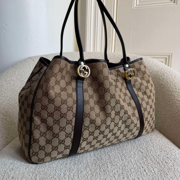 Gucci GG Canvas GG Twins Black Tote Bag