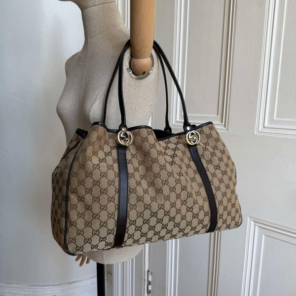 Gucci GG Canvas GG Twins Black Tote Bag