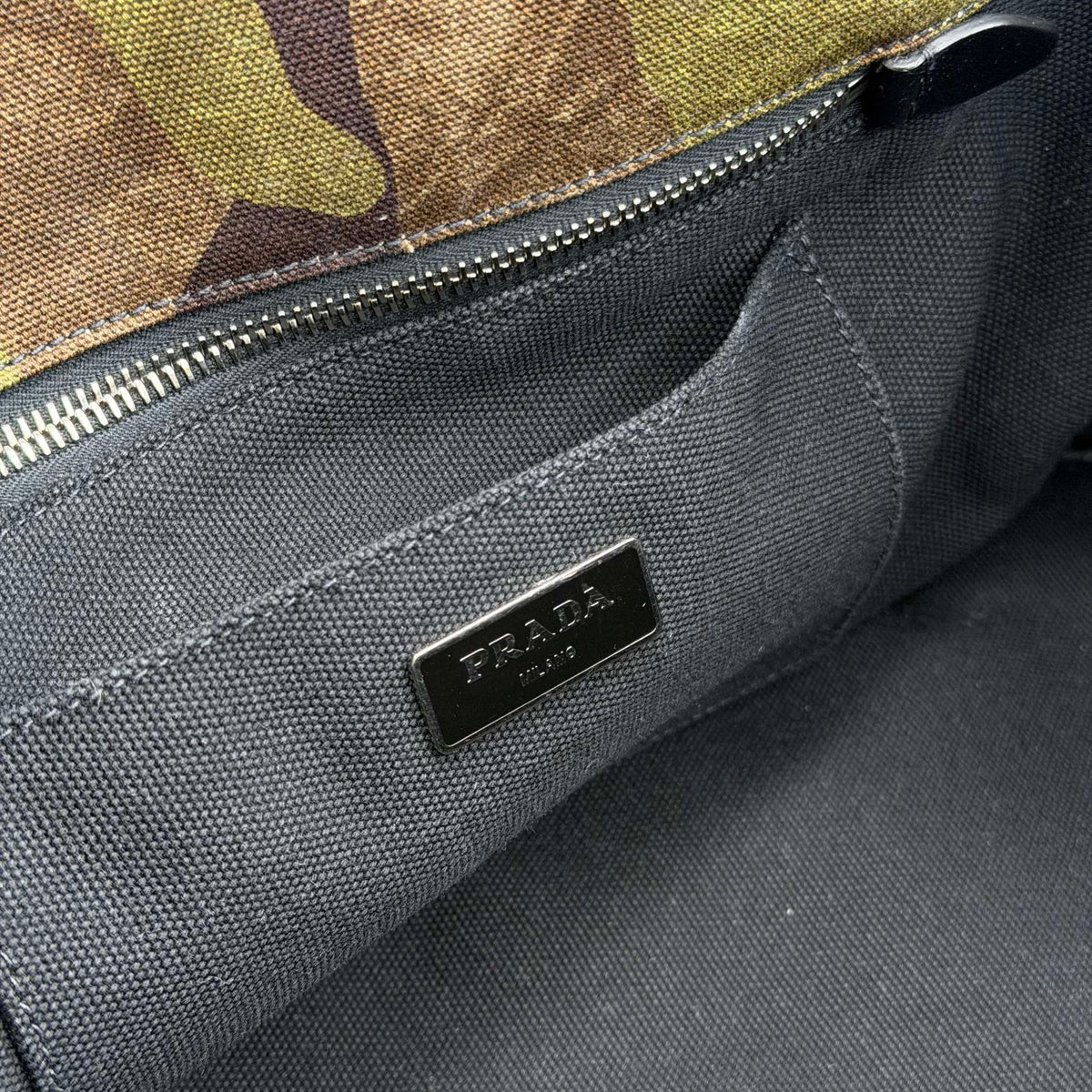 2011 Prada Canvas Camouflage Canapa Tote Bag
