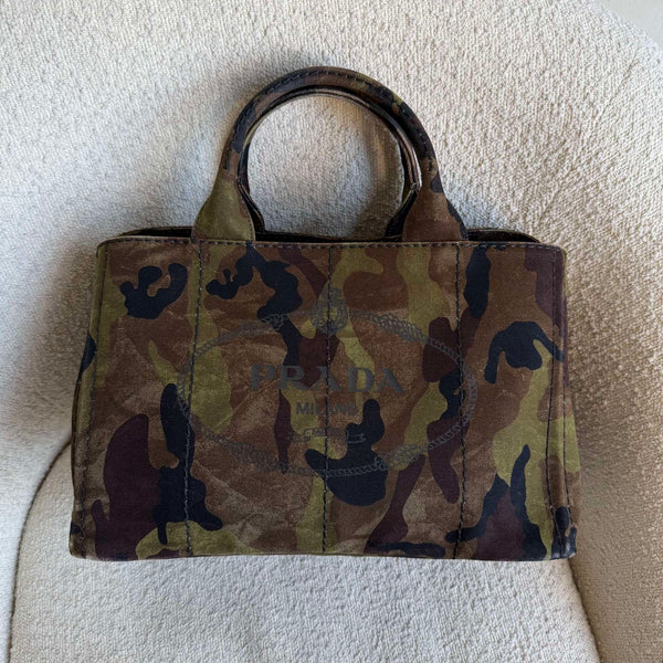 2011 Prada Canvas Camouflage Canapa Tote Bag