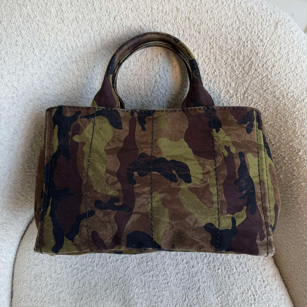 2011 Prada Canvas Camouflage Canapa Tote Bag