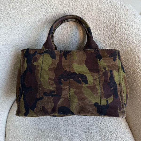 2011 Prada Canvas Camouflage Canapa Tote Bag
