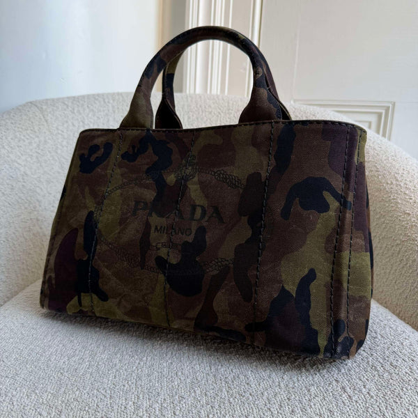 2011 Prada Canvas Camouflage Canapa Tote Bag