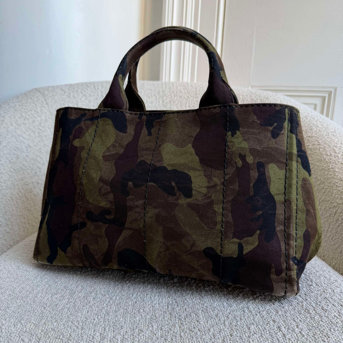 2011 Prada Canvas Camouflage Canapa Tote Bag