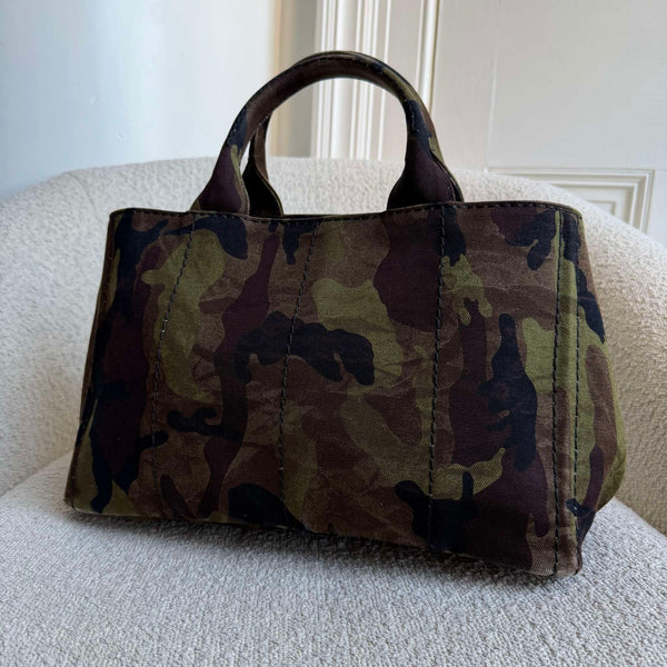 2011 Prada Canvas Camouflage Canapa Tote Bag