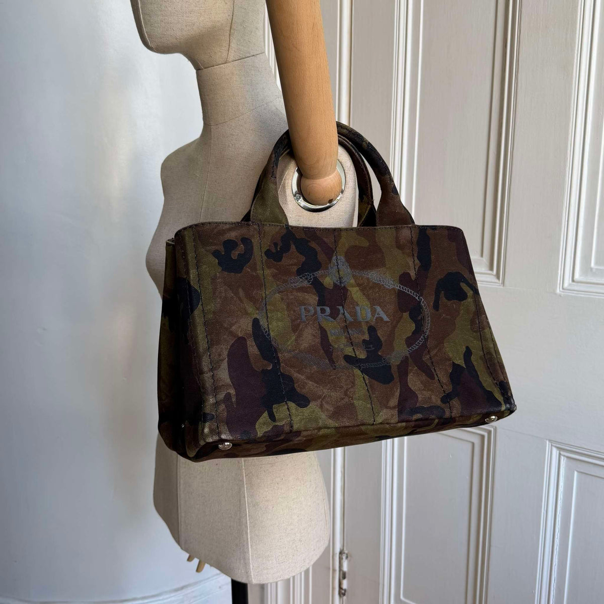 2011 Prada Canvas Camouflage Canapa Tote Bag