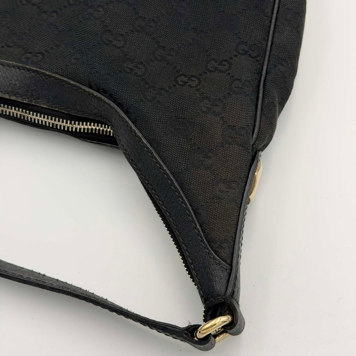 Gucci GG Canvas Black Hobo Shoulder Bag