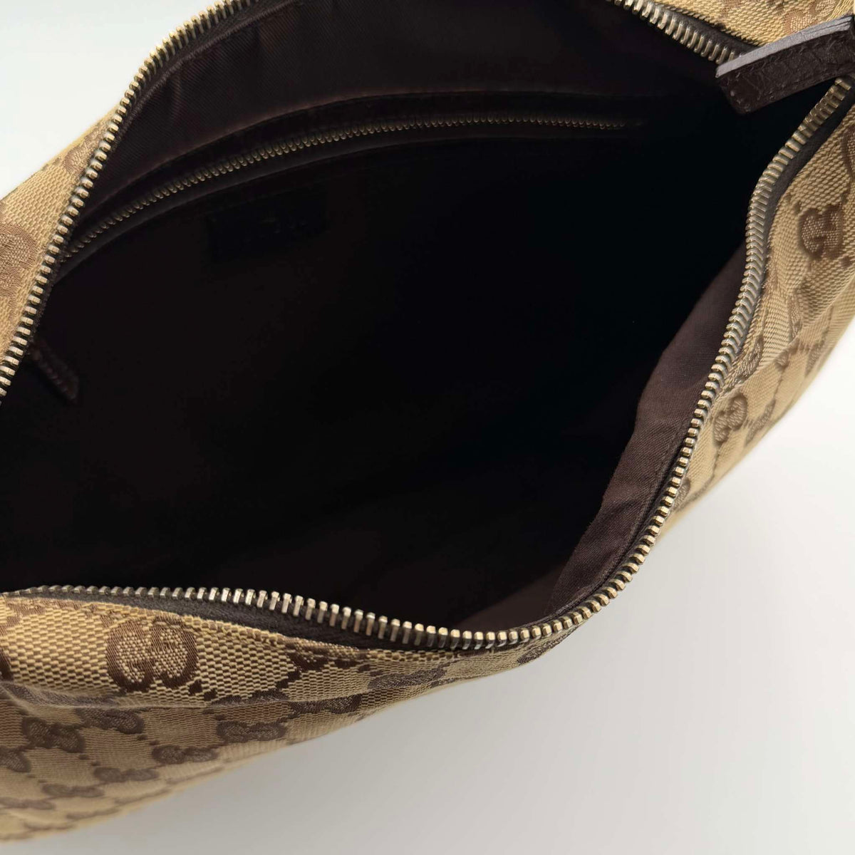 Gucci GG Canvas Horsebit Hobo Brown Shoulder Bag