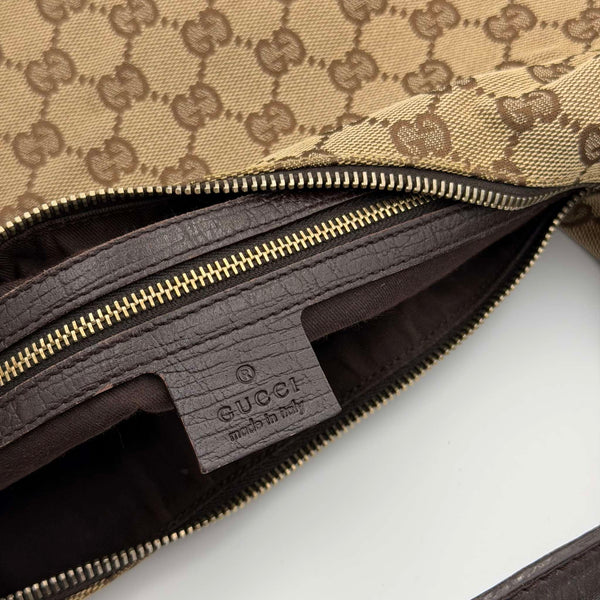 Gucci GG Canvas Horsebit Hobo Brown Shoulder Bag