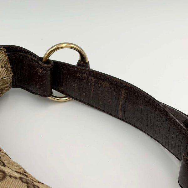 Gucci GG Canvas Horsebit Hobo Brown Shoulder Bag